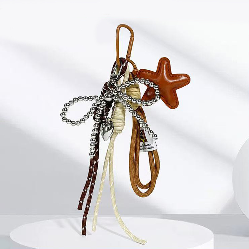 Trendy Bag Hanging Charm Bowknot Star Key Ring Versatile Keychain Pendant Exquisite Backpack Decoration Accessories Gifts