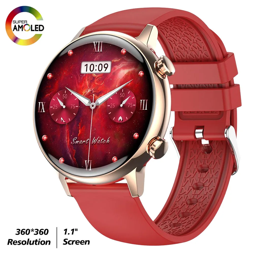 Hk39 relógio inteligente nfc acesso ultra fino 1.1 polegada tela amoled esportes à prova dwaterproof água ciclo feminino bt chamada smartwatch para ios android