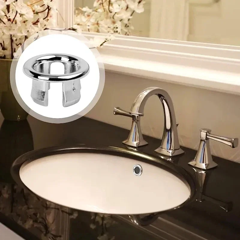 4PCS Kunststoff Bad Küche Becken Waschbecken Überlauf Abdeckung Ring Einsatz Ersatz Chrom Loch Runde Ablauf Kappe Becken Zubehör