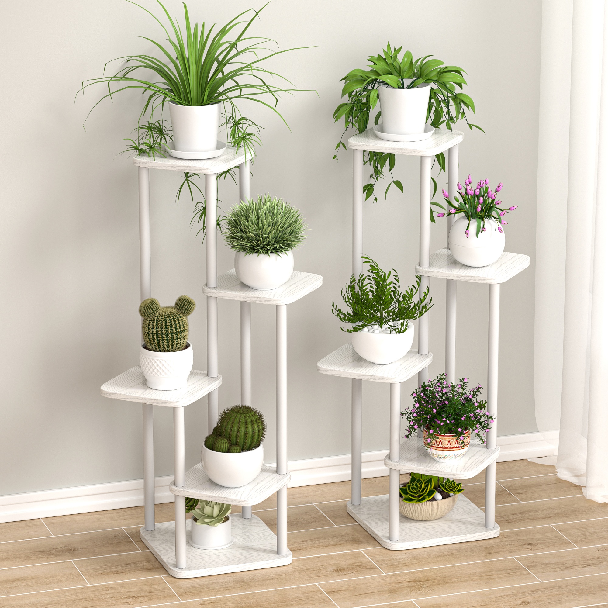 Plantenstandaard En Bloemstandaard Houten Plank 5/6/8 Lagen Display Opbergrek Organizer Planken Tuindecoratie