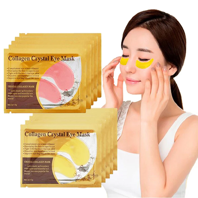 5/10/20/30 pares de máscara de olho de cristal de colágeno dourado cuidados com a pele remendos para os olhos firmando hidratante nutritivo produtos de cuidados com a pele dos olhos