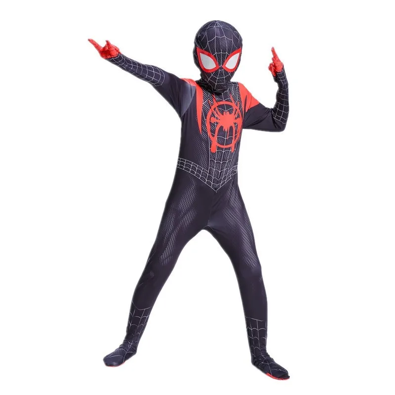 MINISO スパイダーマンボーイズコスチュームスーパーヒーロージャンプスーツマイルモラレスグウェンコスプレ全身タイツスーツハロウィンカーニバル衣装男の子のための