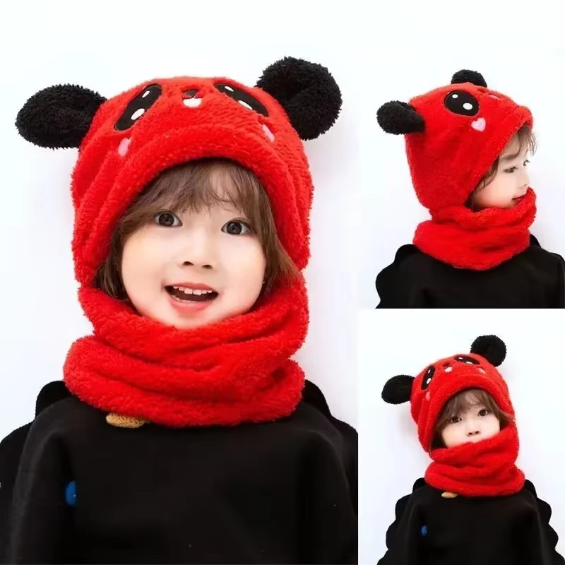 Venta caliente Otoño e Invierno cálidos sombreros para niños y polainas para el cuello conjunto sombrero de conejo sombrero de lana para niñas