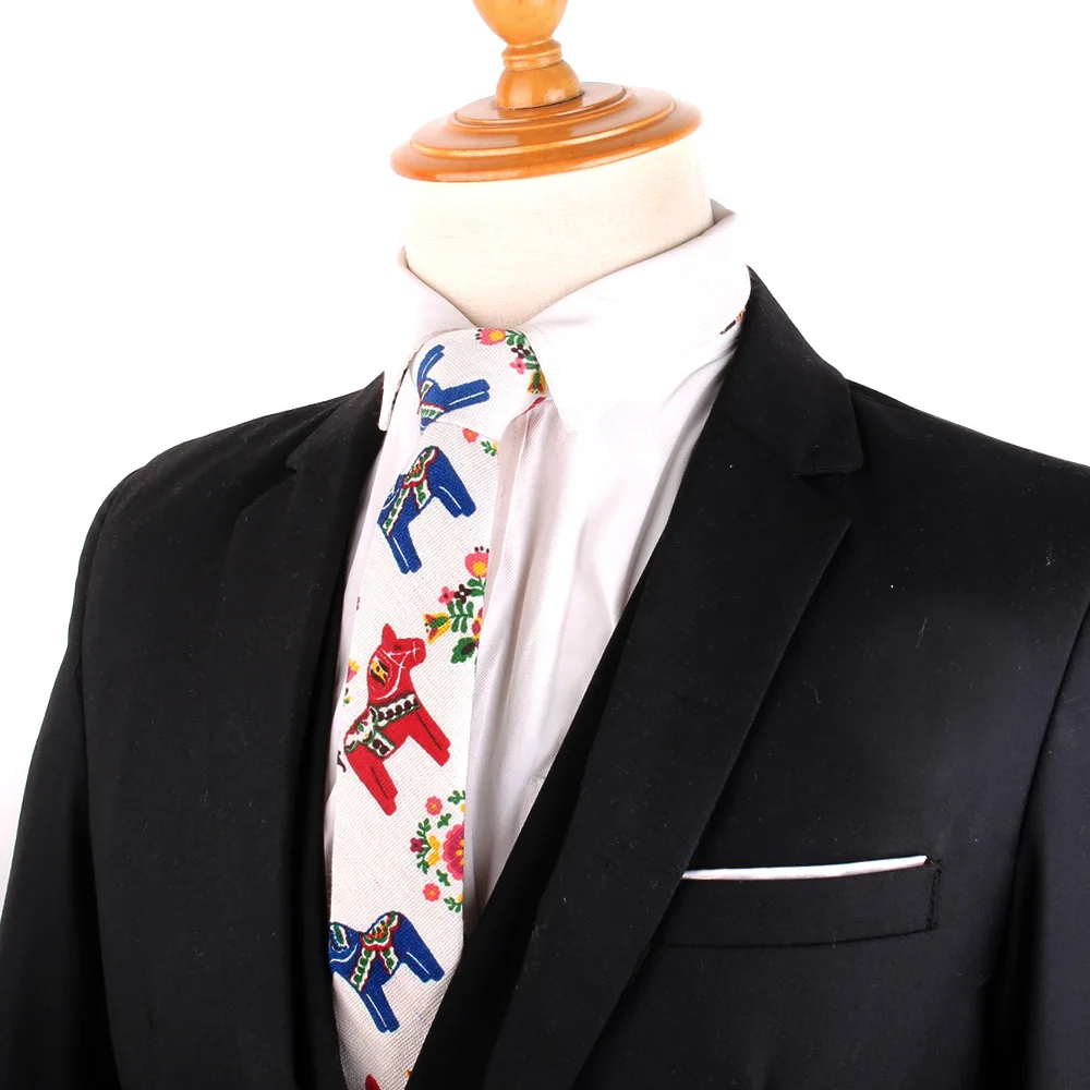 Mới Thiết Kế In Quan Hệ Giản Dị Hẹp Tie Ties for Men Hip-Hop Party Hoa Bông Skinny Tie Cravat