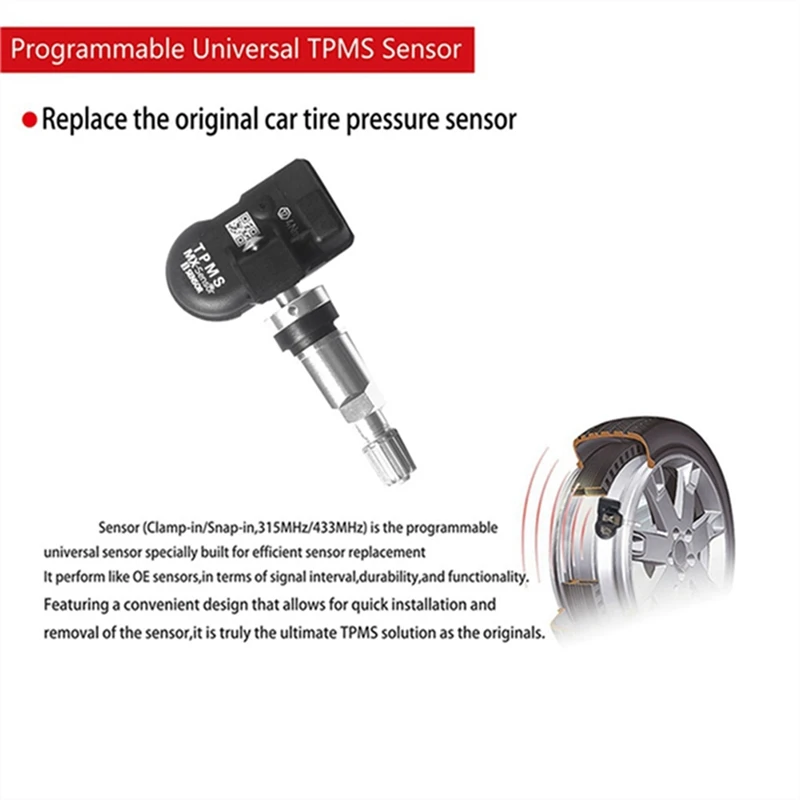 Sensor de presión de neumáticos programable TPMS MX, Monitor 2 en 1 de 8 piezas, 315MHZ + 433Mhz, para herramienta Autel TS408, TS508, ITS600