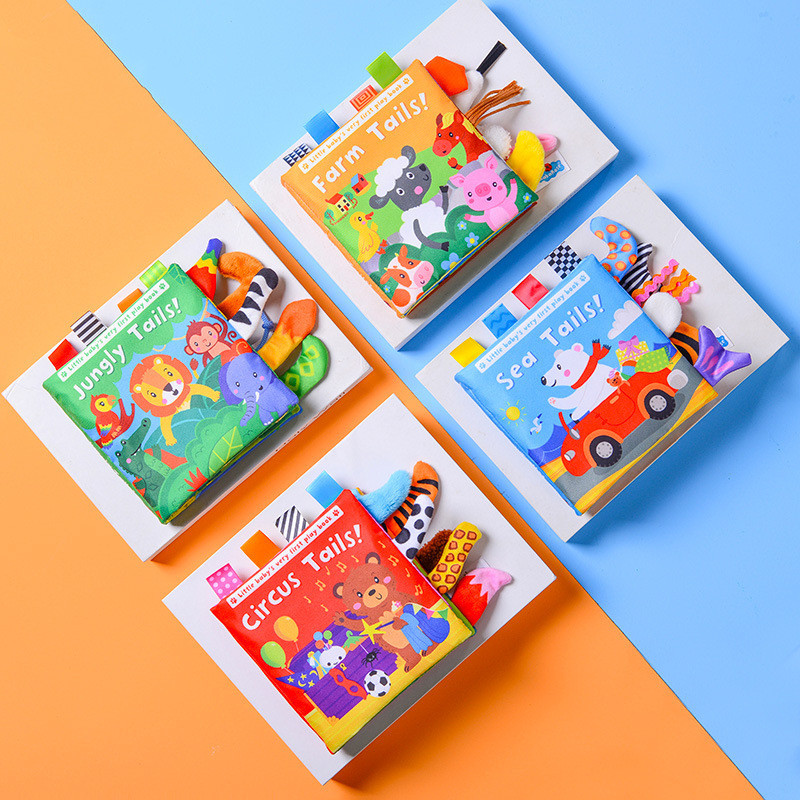 New 3D Visual Tail Cloth Book Baby Tear Resistant Biteable Cognitive Tool Interactive Parent-Child Fun Toddlers Enlighten Toys