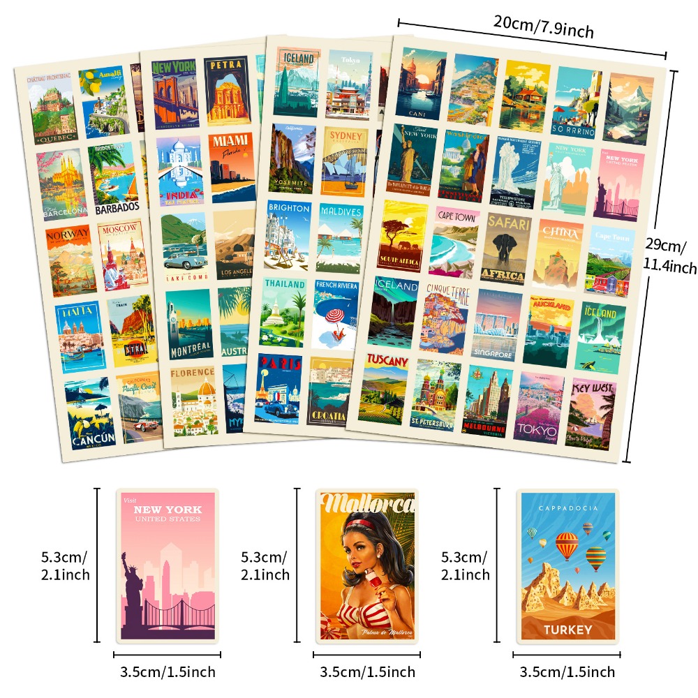 100 個漫画レトロ風景ポスターステッカー美的 DIY ラップトップ電話オートバイ車防水ステッカー子供のおもちゃギフト