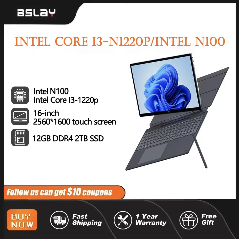 Tabletas Intel Core i3-1220p N100 2 en 1 16 pulgadas 12GB RAM 2TB SSD pantallas táctiles cámara HD ventana 11 portátil para juegos PC portátil