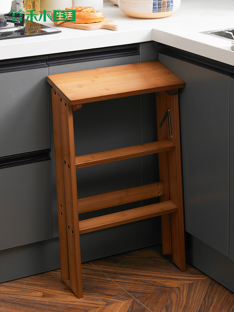Ladder stool folding stool household ladder kitchen high bench multi-function portable bar stool three steps
