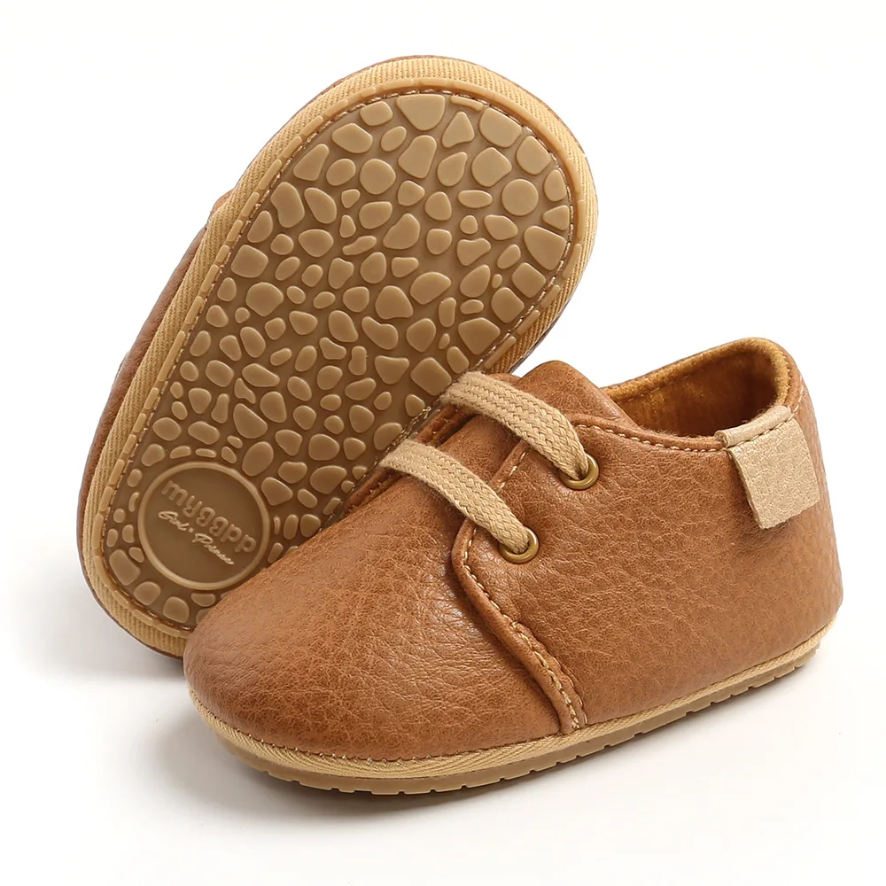 Meckior Retro-zapatos de cuero PU para bebé, mocasines antideslizantes con suela de goma para primeros pasos, Unisex, para recién nacido