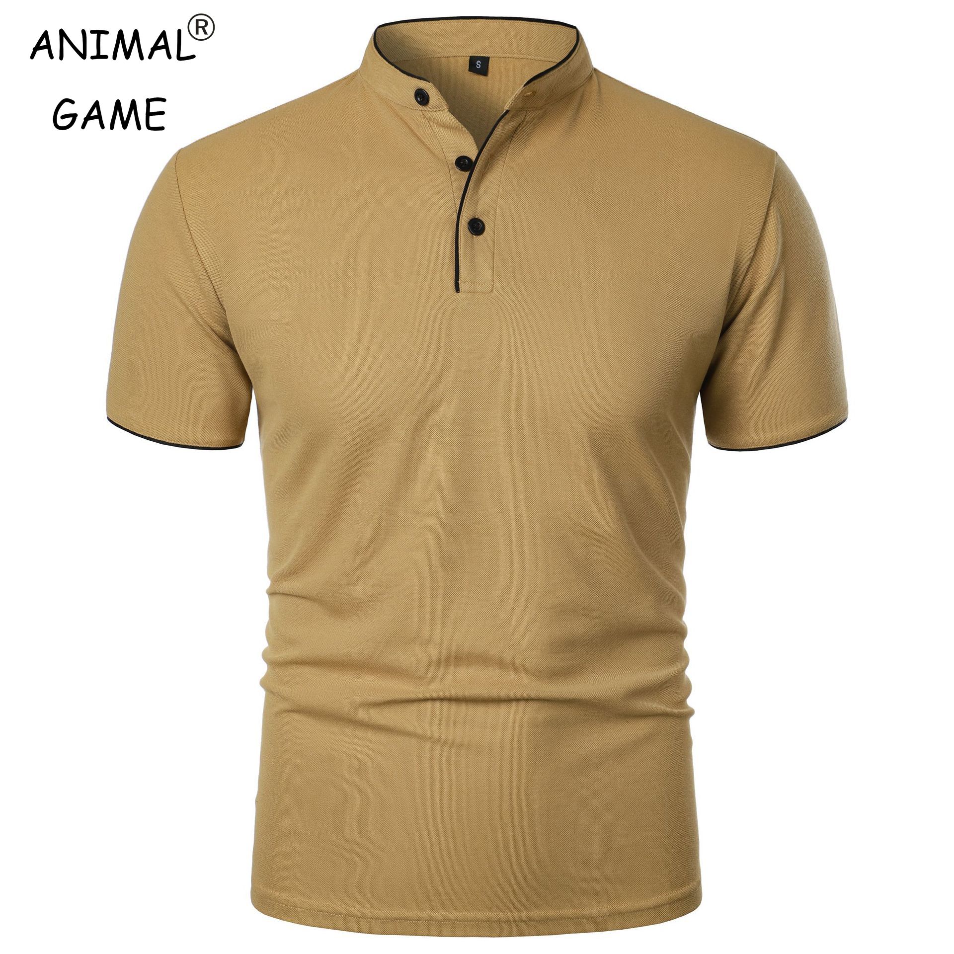 Camisetas con cuello de manga corta para hombre, Polo informal de Color sólido, Top básico holgado y transpirable a la moda, verano