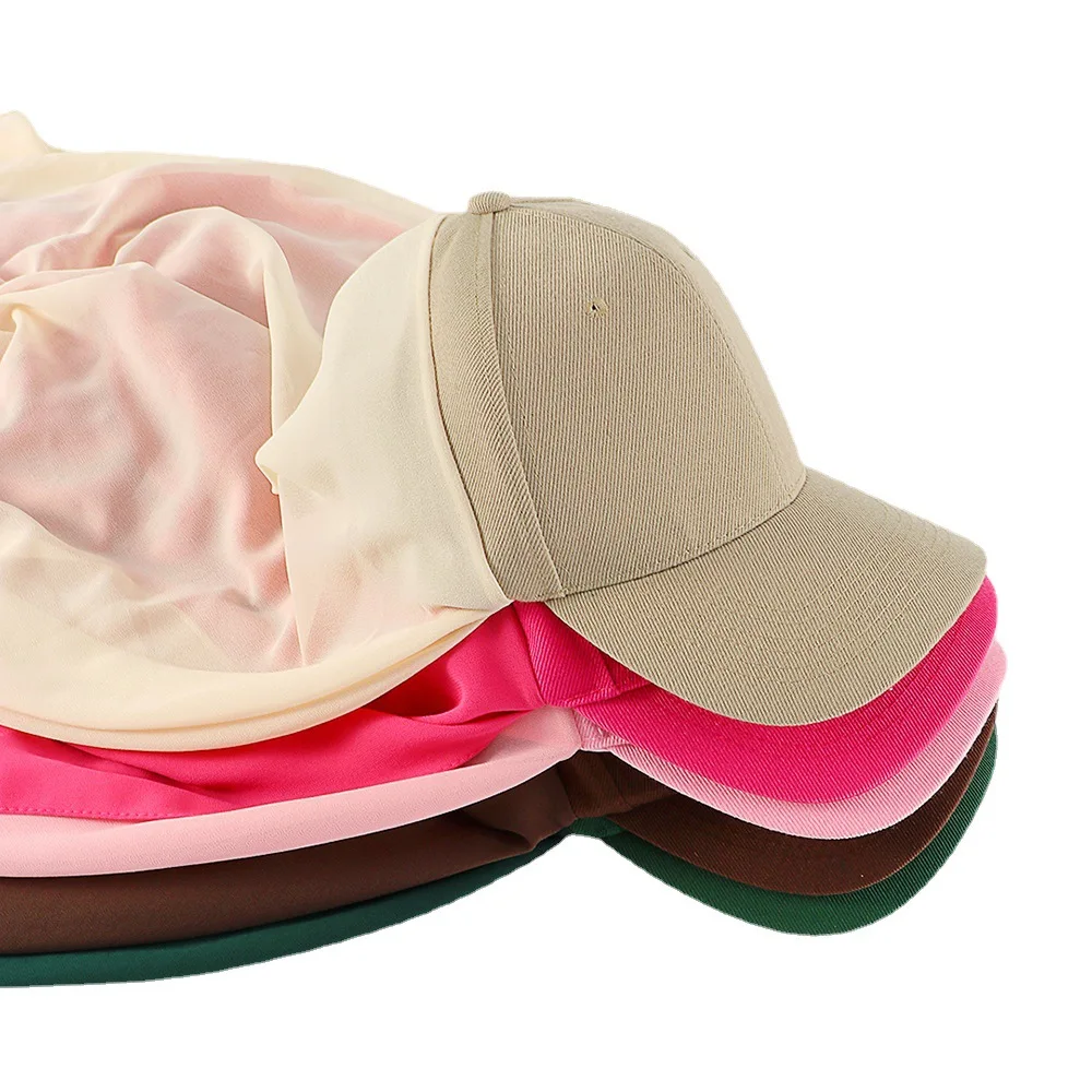 Mulheres muçulmanas upf 50 chiffon hijab com boné de beisebol verão proteção solar esporte lenço respirável pronto para usar capa instantânea