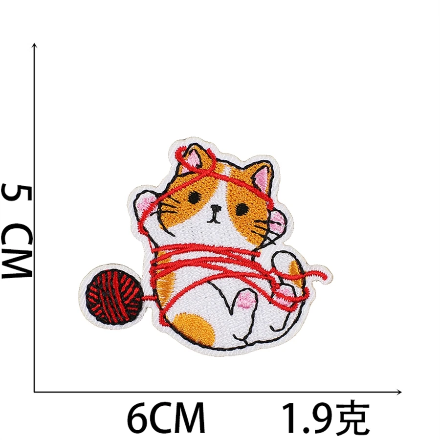 衣類パッチの刺embroidered鉄、ポケット猫服ステッカー、布縫製、熱接着剤アップリケ、可融性