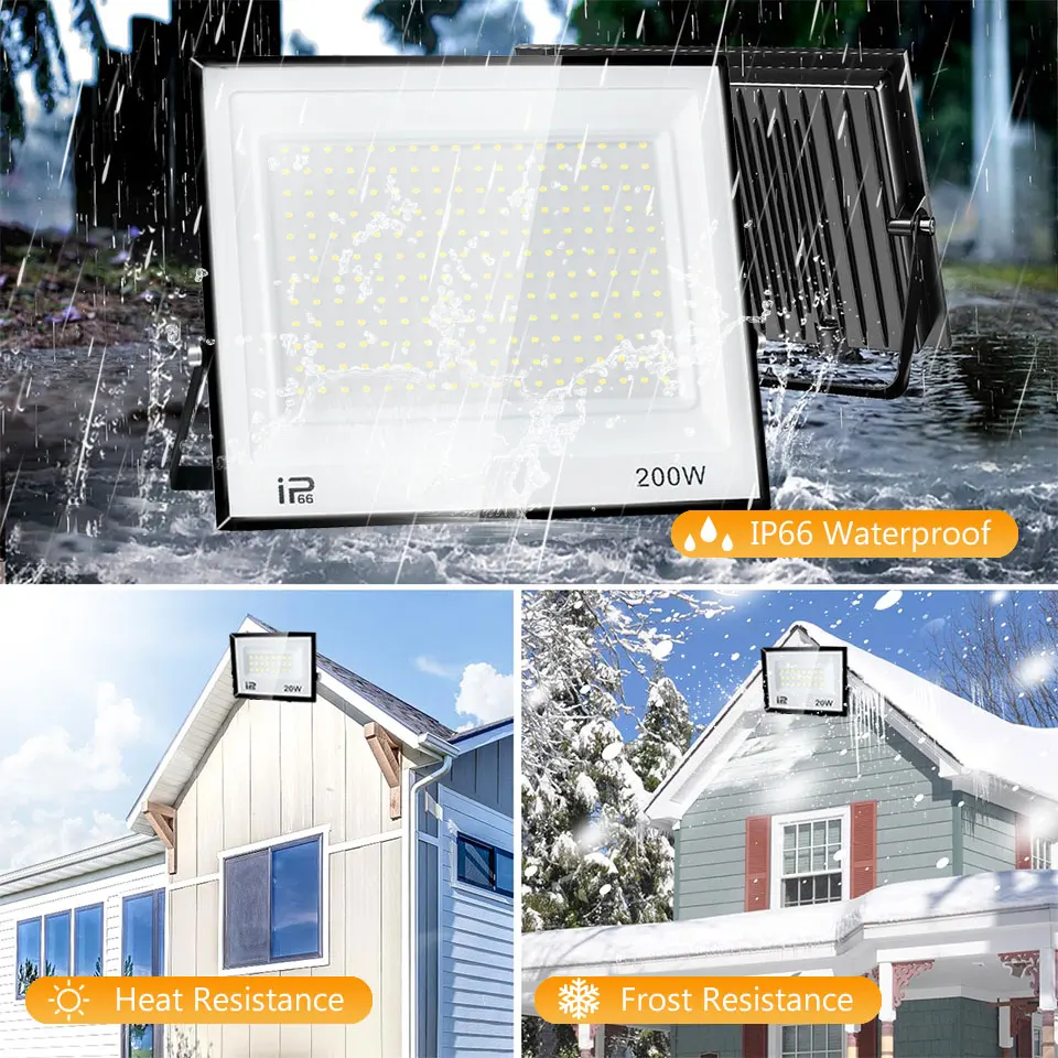 Holofote de luz de inundação led ac220v 110v 10-300w ip66 à prova d'água para parede externa jardim luzes de inundação projetor led