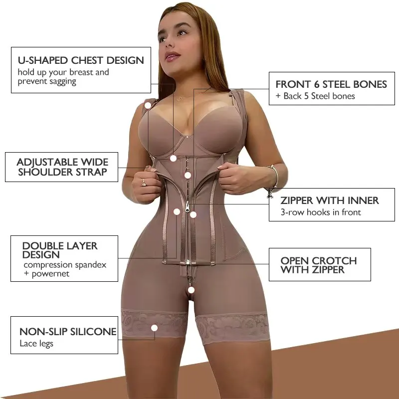 ผู้หญิงโคลอมเบีย Fajas การบีบอัดสูง Girdles Tummy Control Body Slimming Shapewear