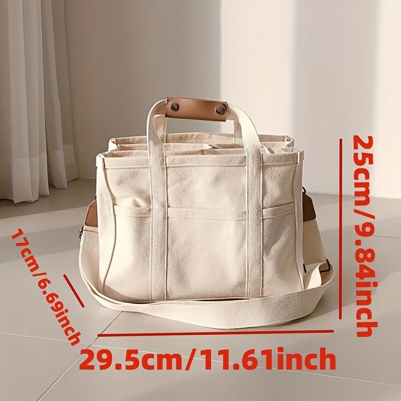 Damen Casual Canvas Handtasche mit großer Kapazität, einstellbarer Schulter gurt, lässig, Schulter-Shopper-Tasche, Damen