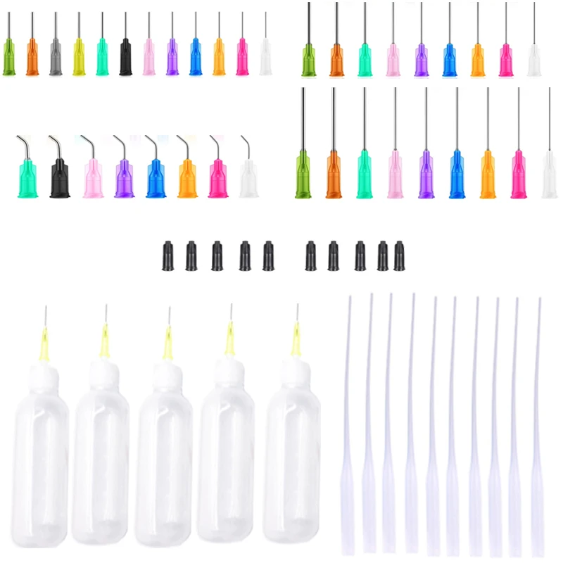 Dispensers Applicator Kit Plastic Squeeze BottlessDropping Tube Nozzle and Blunt Tip Needle  etc Works for Liquid Glue and Ink