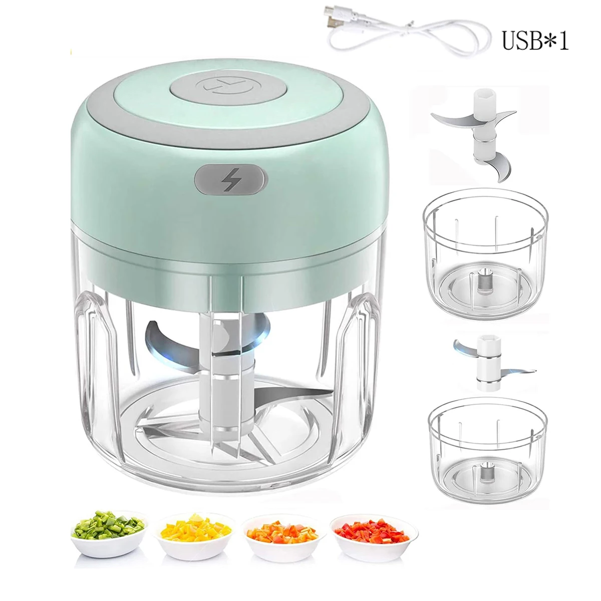 100 ml/250 ml Elektryczny mini rozdrabniacz do czosnku - Akumulatorowy rozdrabniacz USB z mocną baterią litową, łatwa maszynka do mielenia mięsa