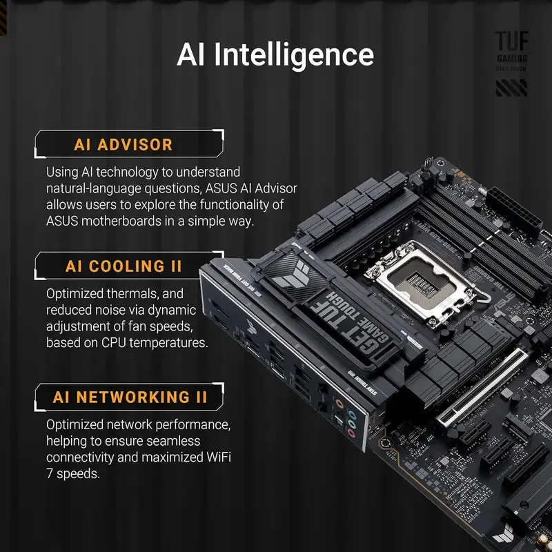 TUF Gaming Z890-PLUS WiFi Intel Core Ultra Series 2 Ready Advanced AI PC-Ready DDR5 LGA 1851 ATX Motherboard for Desktop New