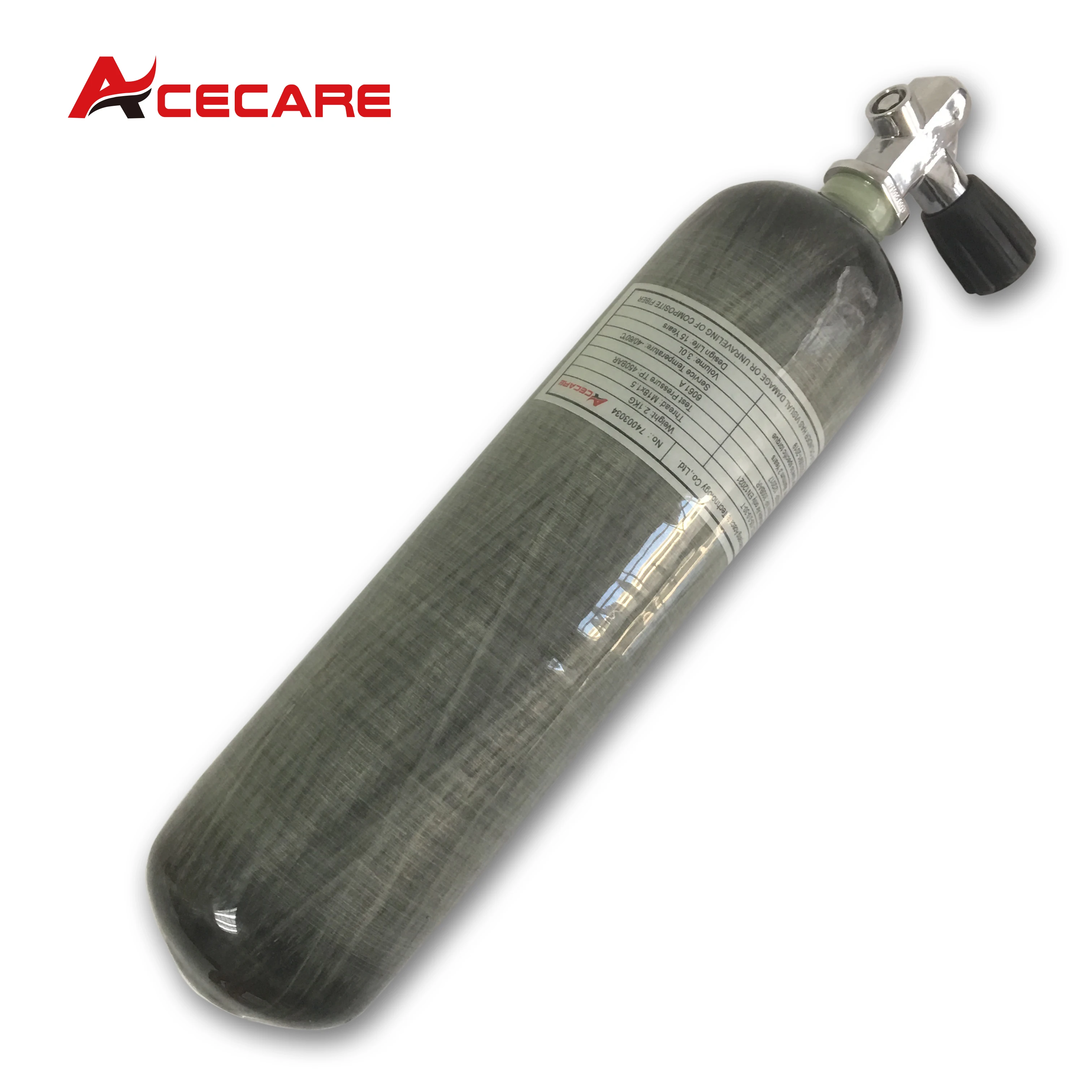 ACECARE 3L CE 4500Psi 300Bar Carbon Fiber Cylinder Air Tank with Diving Valve Scuba Diving