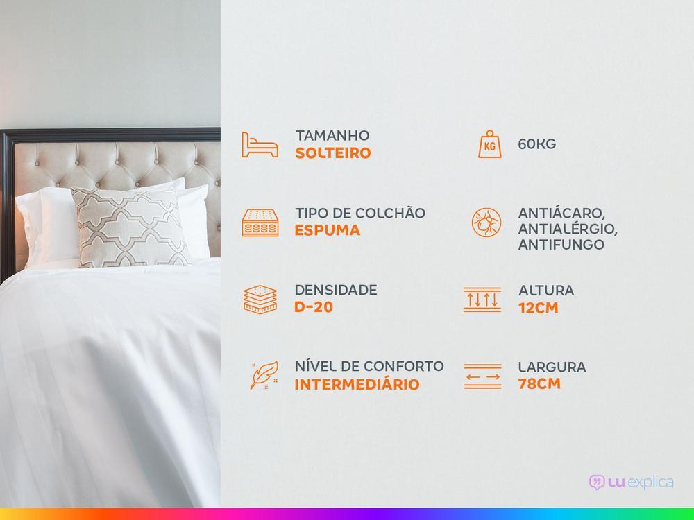 Colchão Solteiro Prorelax de Espuma D-20 12x78x188cm Violeta