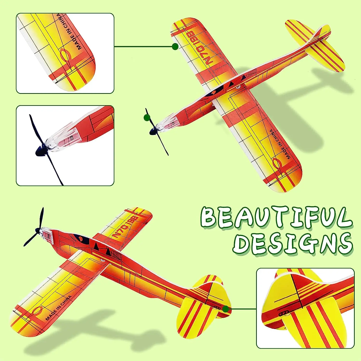 8インチ WW II グライダー飛行機 24 個 - 誕生日パーティーの記念品飛行機、素晴らしい賞品、グライダー、飛行モデル