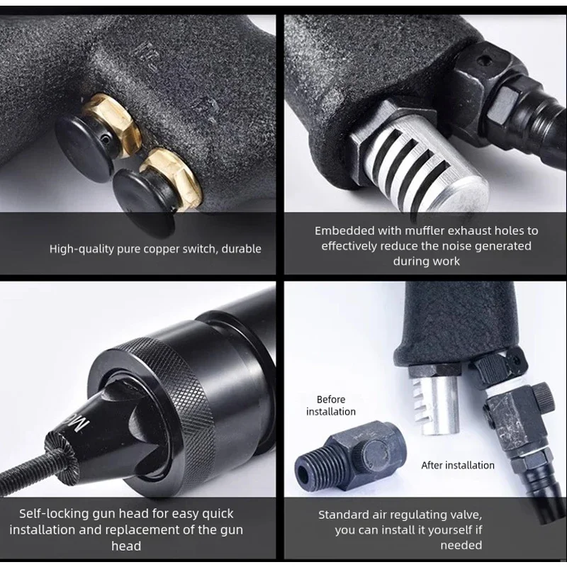 M3 m4 m5 m6 m8 m10 m12 auto-bloqueio pneumático porca de rebite arma inserção automática rosca pull setter rebitadores para porcas de alumínio e ferro