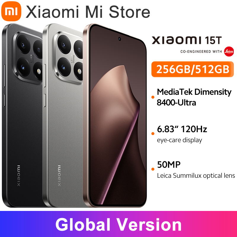 Xiaomi 15T Versão Global Smartphone 50MP 5500mAh 67W HyperCharge 6.83 "120Hz display IP68 MediaTek Dimensity 8400-Ultra