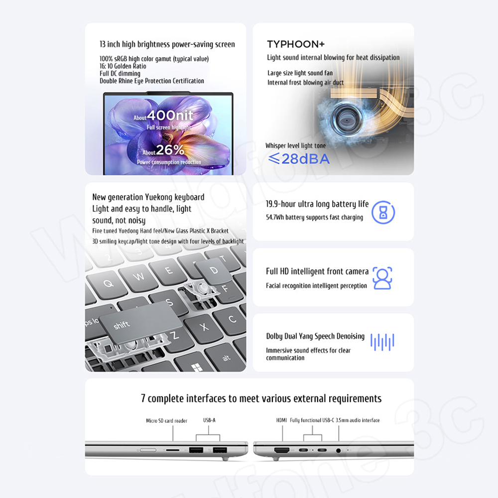 Lenovo Xiaoxin 13 Air Laptop 2025 Ryzen 7 7735HS 16 GB RAM 512 GB SSD 13,3 Zoll 100 % sRGB-Bildschirm Notebook Ultrabook Computer PC