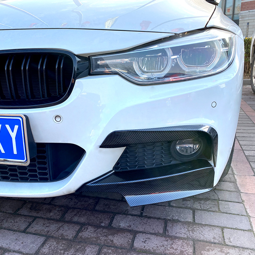 Bmw F30 F31 M スポーツ 2012-2019 フロントバンパーリップスプリッターカナードスポイラー 1 ペア車のフォグランプ眉毛フレームカバーグリル