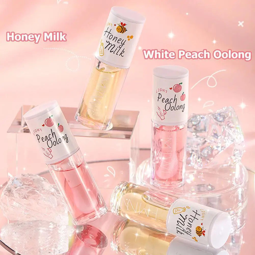 Kawaii mel pêssego óleo labial de longa duração não-pegajoso hidratante matiz labial com lábio plumper hidratante cuidados com os lábios soro 5ml compõem