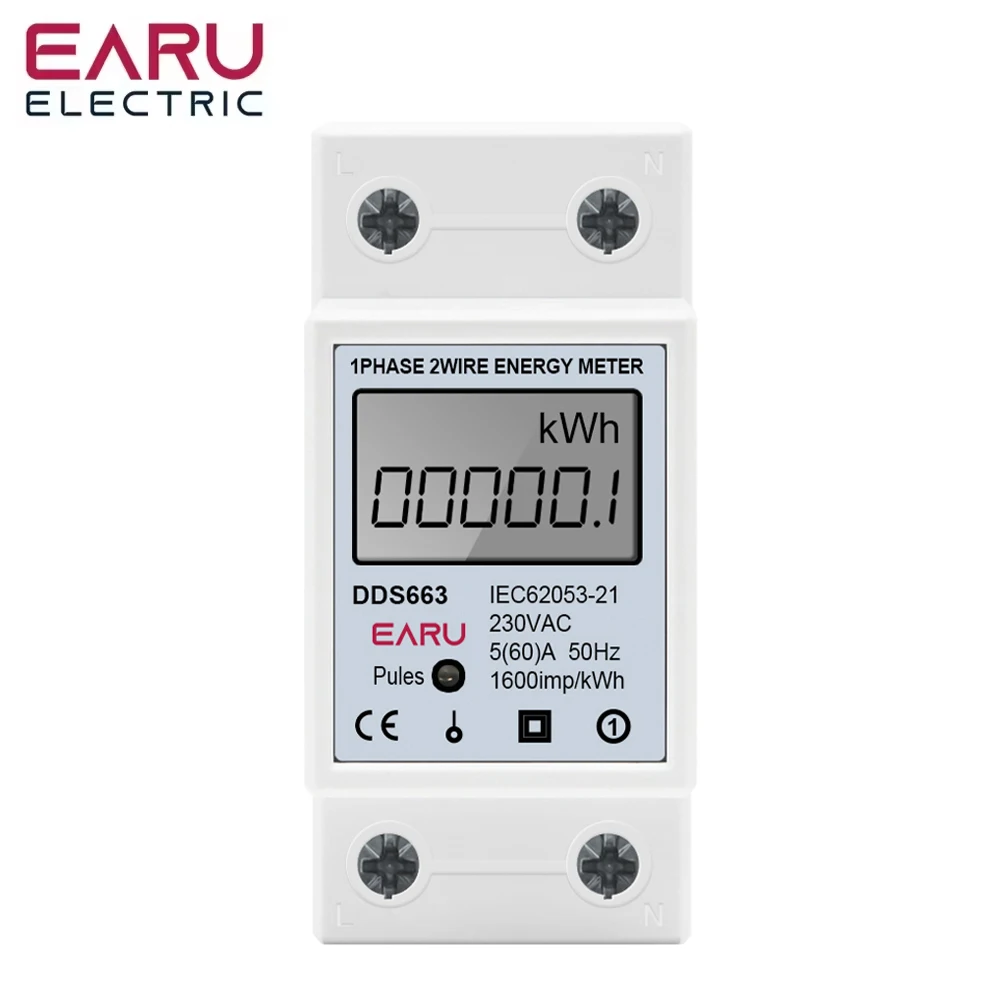 AC 230V 110V 60A 50/60Hz pantalla Digital LCD medidor de energía eléctrica monofásico kWh medidor Digital de vatios-hora medidores de prueba carril Din