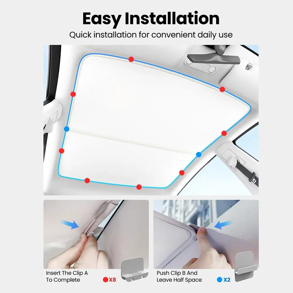 Zonneschermen Voor Tesla Model 3 Zonnedak Highland 2025 Model Y 2020-25 Ijs Doek Gesp Zon Pare Glas Voor achter Dakraam Accessoire