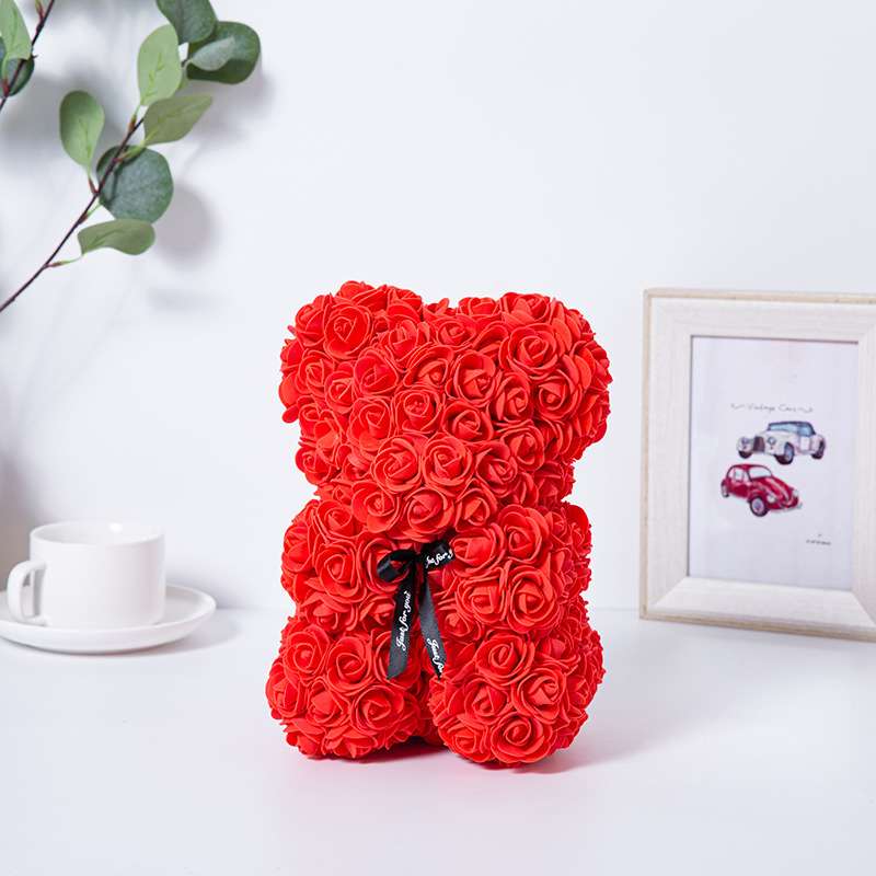 Romantic Valentine's Day Creative Eternal Flower Rose Bear Christmas Gift Rose Bear Hug Bear Wedding Flower Decoration Gift