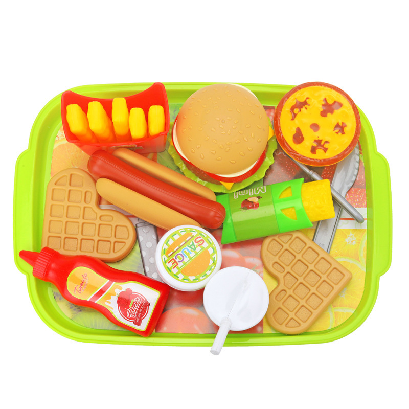 Simulation Hamburger Spielzeug für Kinder Pretend Spielen Kochen Chips Pizza Westlichen Lebensmittel Küche Kochen Gerichte Spielzeug Set Mädchen Bildung