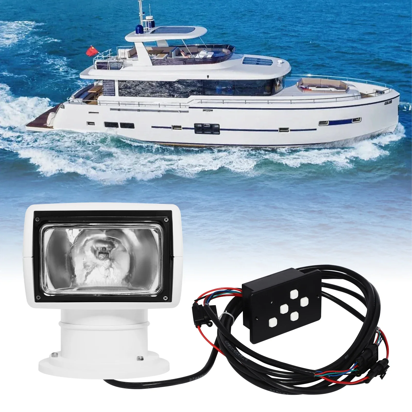 Scheinwerfer Marine Spot Licht Boot Suchscheinwerfer Fernbedienung 12V 100W Wasserdicht 360 °   Drehen Sie die Beleuchtung für Boot, LKW, Auto, Weiß