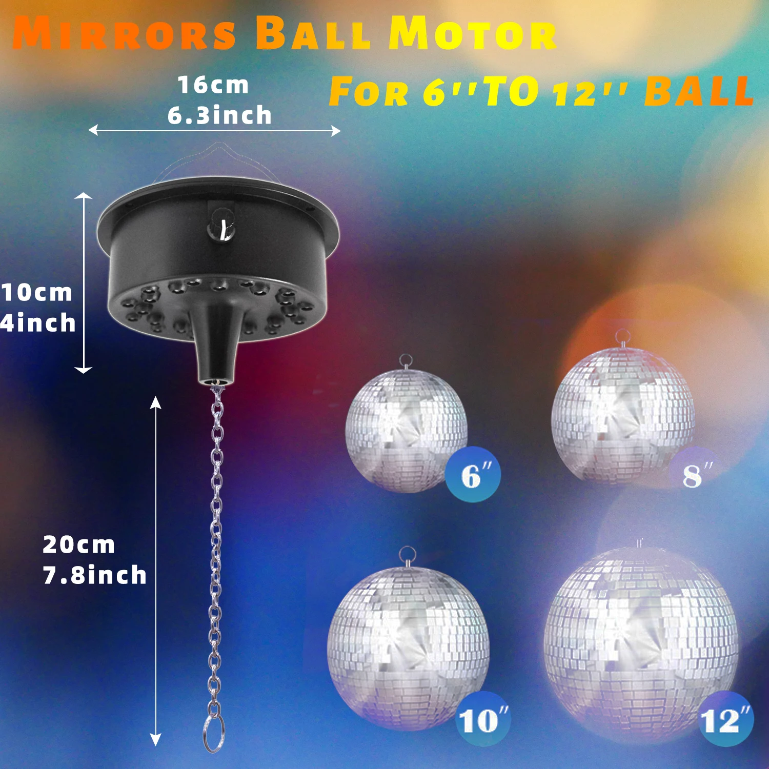 Remote Control Disco Ball Rotating Motor  5RPM--10RPM Adjustable Speed,Plug/Battery Powered Mirror Ball Motor  Ball Not Include