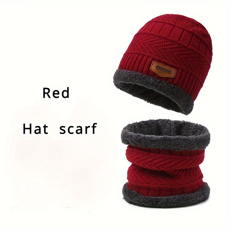 Scarf hat winter classic anti cold elastic hat Knitted Hat Scarf Set Thickened Neck Scarf Neck Warmer Hat Set for Mans