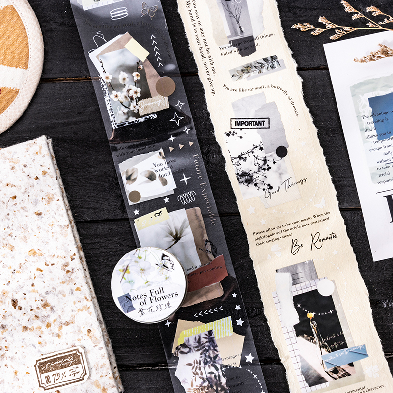 Yoofunペットマスキングテープ、クリエイティブなDIYジャーナル、コラージュの造園、花の植物素材でいっぱいのメモ、5x200cm