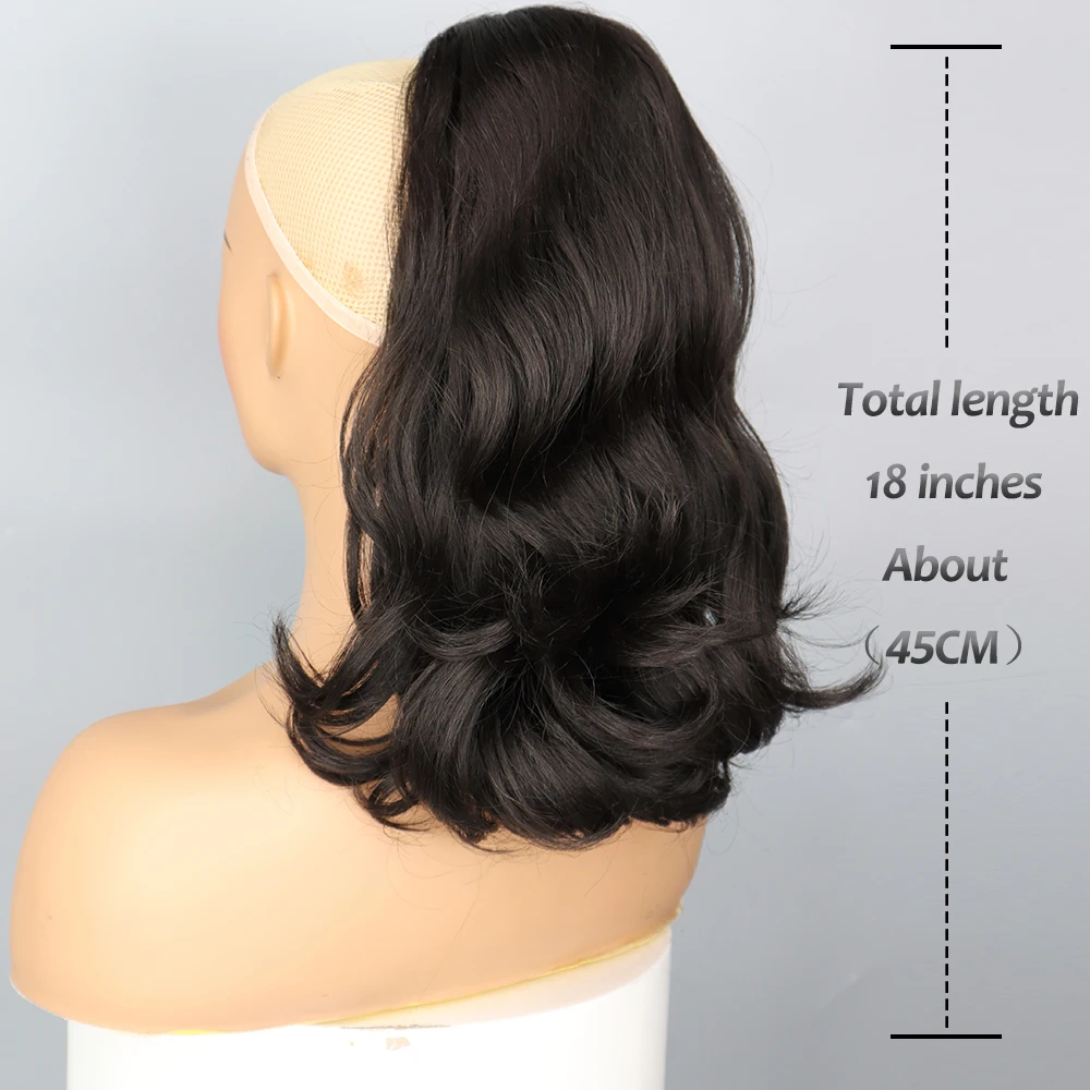 NICESY Tổng Hợp Đuôi Bị Cong Vênh 18 "Kinky Dây Rút Quăn Ponytail Sợi Tóc Với 2 Clip Phần Mở Rộng Tóc Tự Nhiên Màu Đen Cho Phụ Nữ