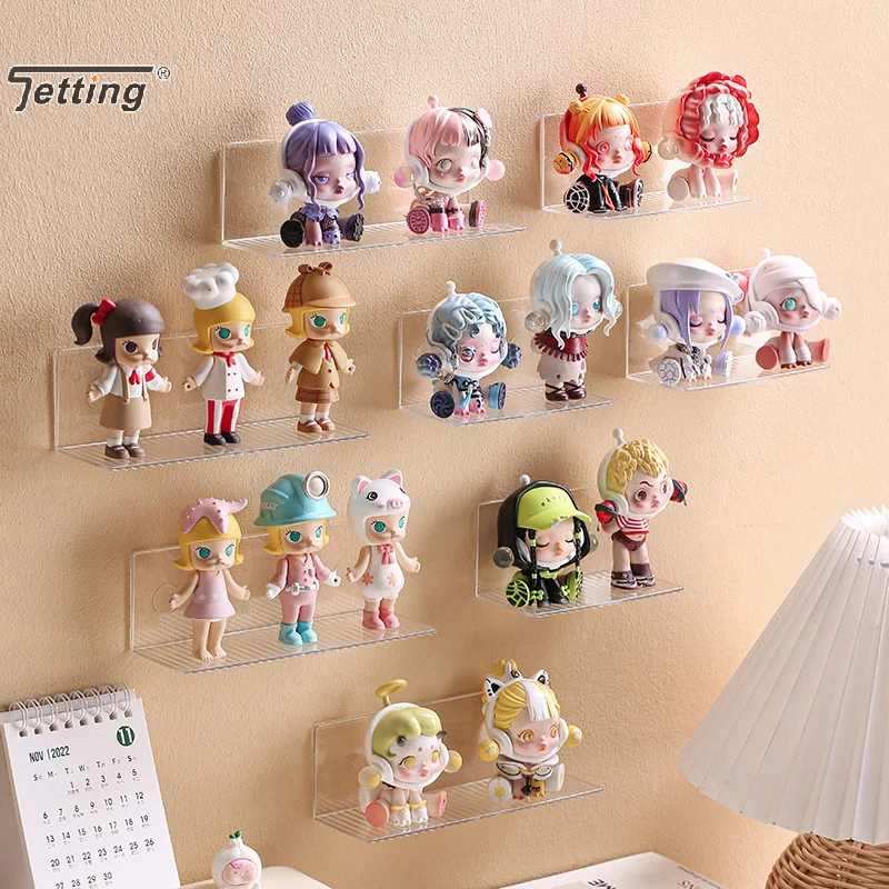 Self-Adhesive Transparent Acrylic Wall Mounted Figures Display Shelf Character Models Storage Rack Toy Stand Aromatherapy Holder