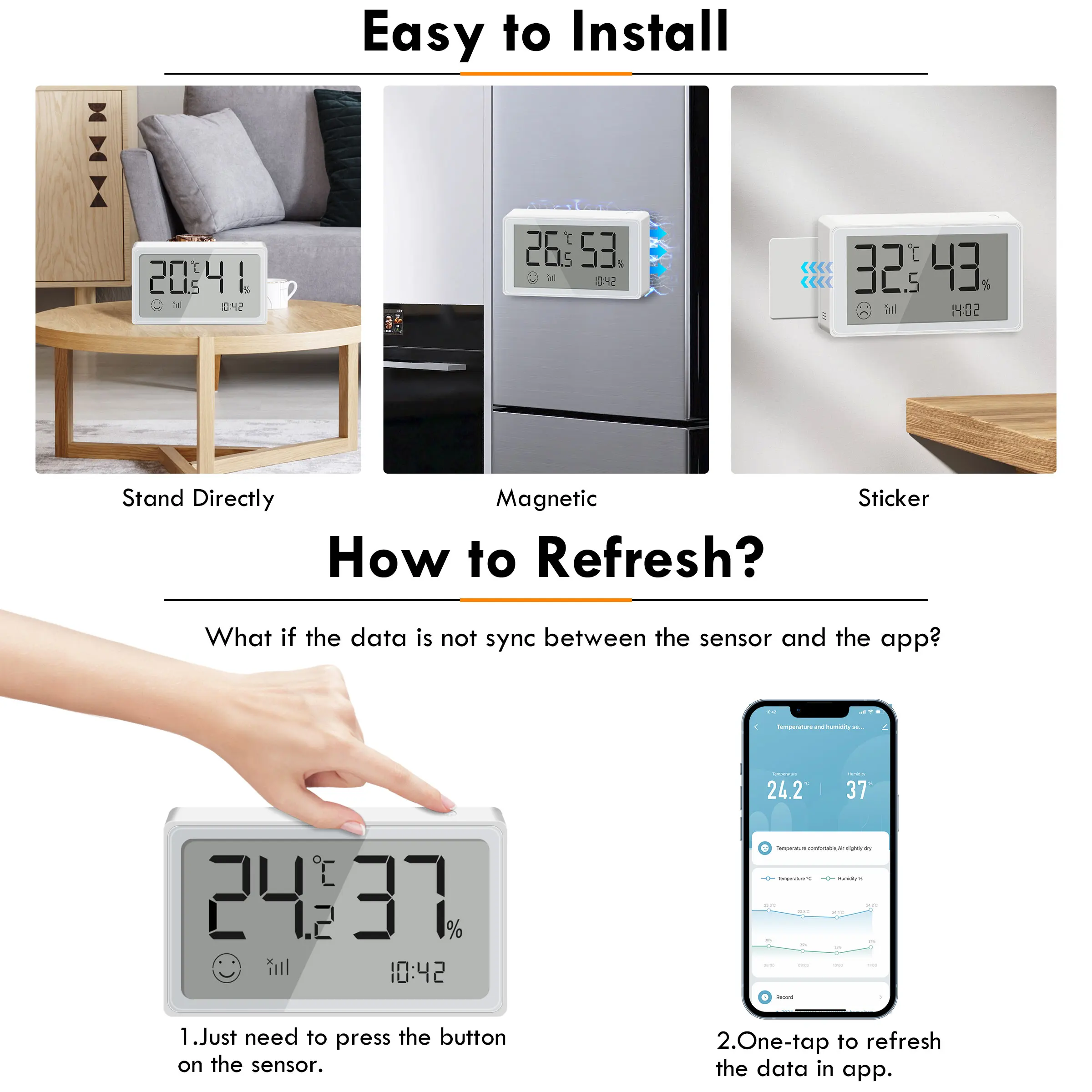 GIRIER Tuya Smart ZigBee Датчик температуры и влажности Цифровой термометр Крытый гигрометр Совместим с Alexa Hey Google