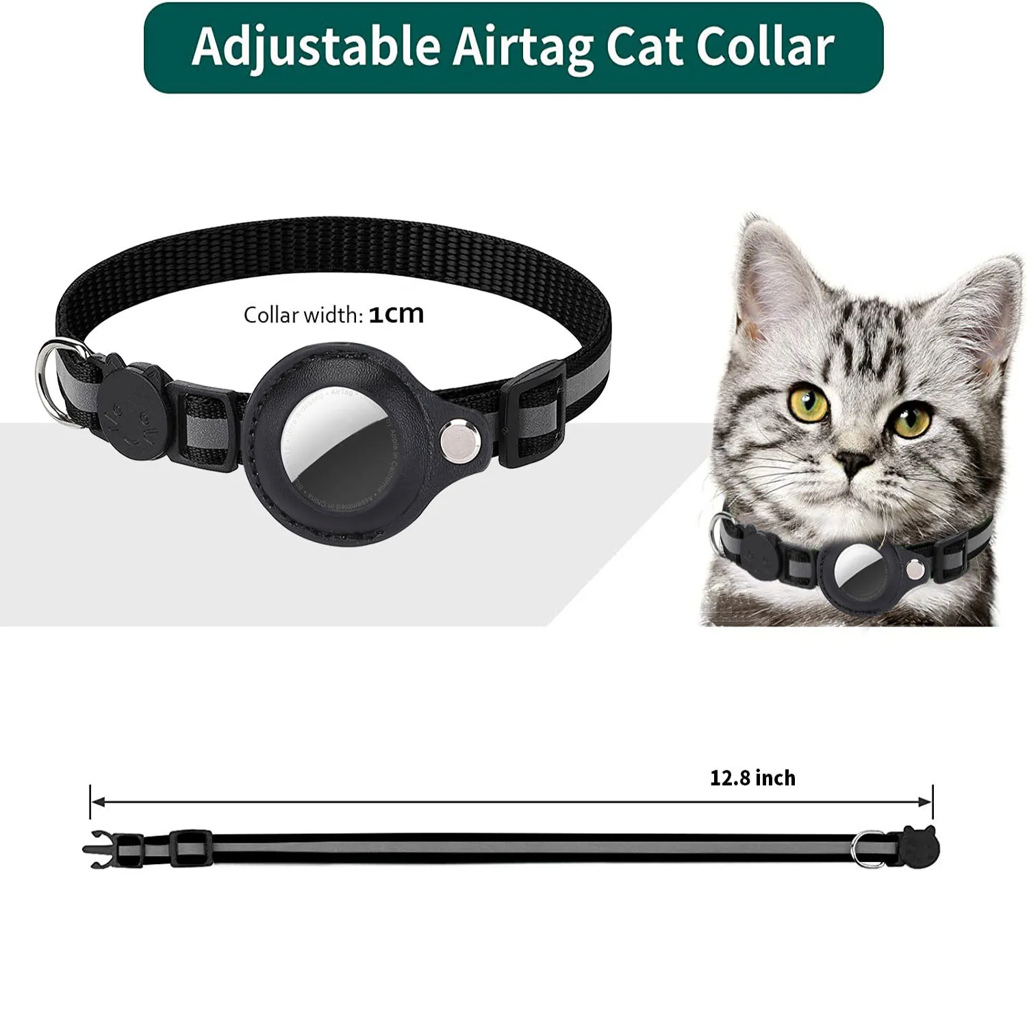 Katze AirTag Halter Kragen Abtrünnige Reflektierende Streifen Einstellbare Kätzchen Kragen Wasserdichte Katze Glocke Kragen Haustier Air Tag Fall kragen