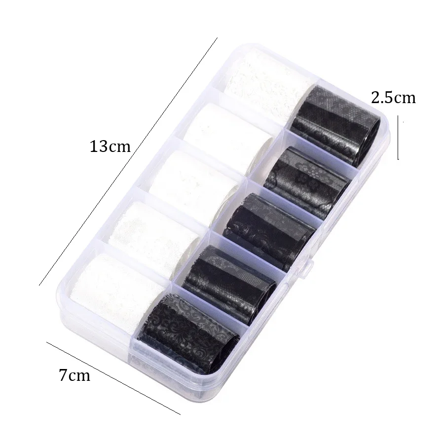 10 рулонов 2,5*60 см, новая черно-белая кружевная переводная фольга для дизайна ногтей, сексуальные полные обертки, цветочный клей, инструменты для маникюра «сделай сам»