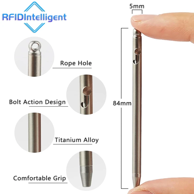 บุคลิกภาพความคิดสร้างสรรค์ลายเซ็นปากกา MINI TITANIUM Bolt Action ปากกาลูกลื่นยุทธวิธี Self-Defense EDC Gadget พวงกุญแจ