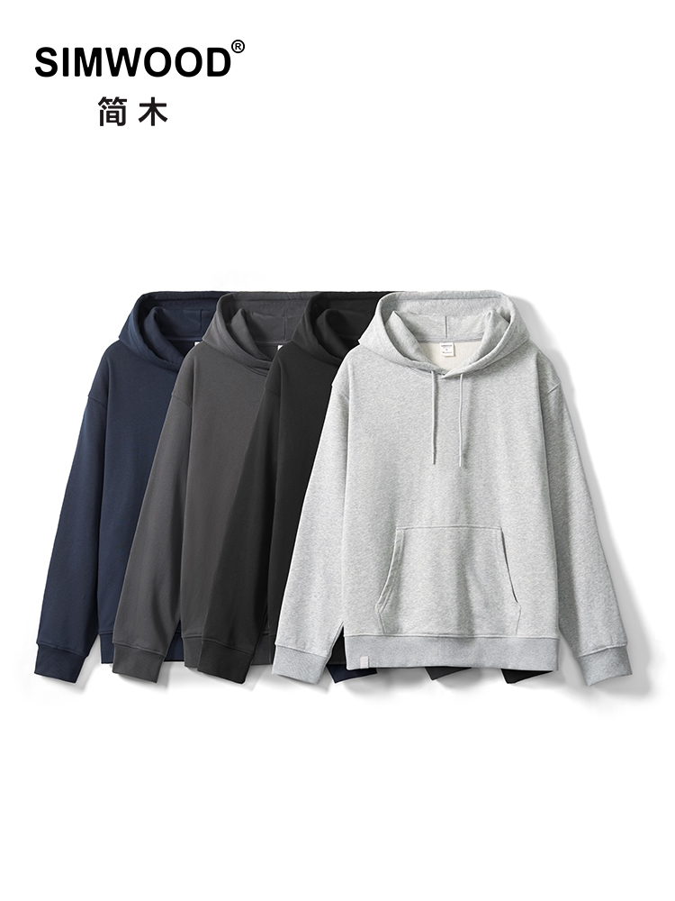 SIMWOOD 2025 primavera nueva sudaderas con capucha de tela 340gsm hombres sudaderas de gran tamaño de alta calidad
