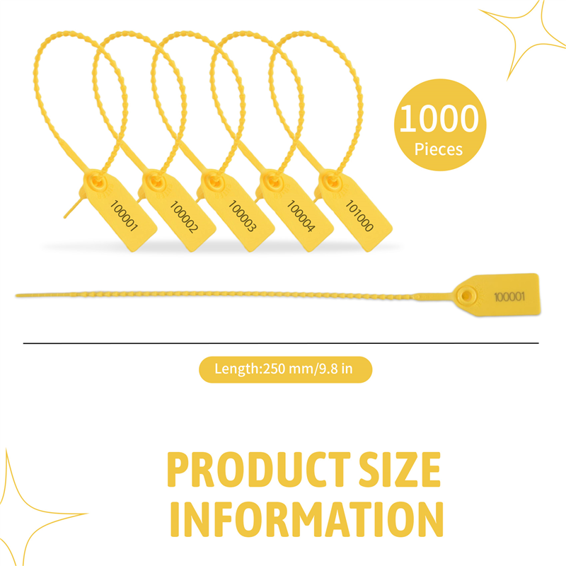 BTLIFE-1000 Pcs Fire Extinguisher Tags Security Tags Seals Safety Numbered Zip Ties Labels (Yellow)