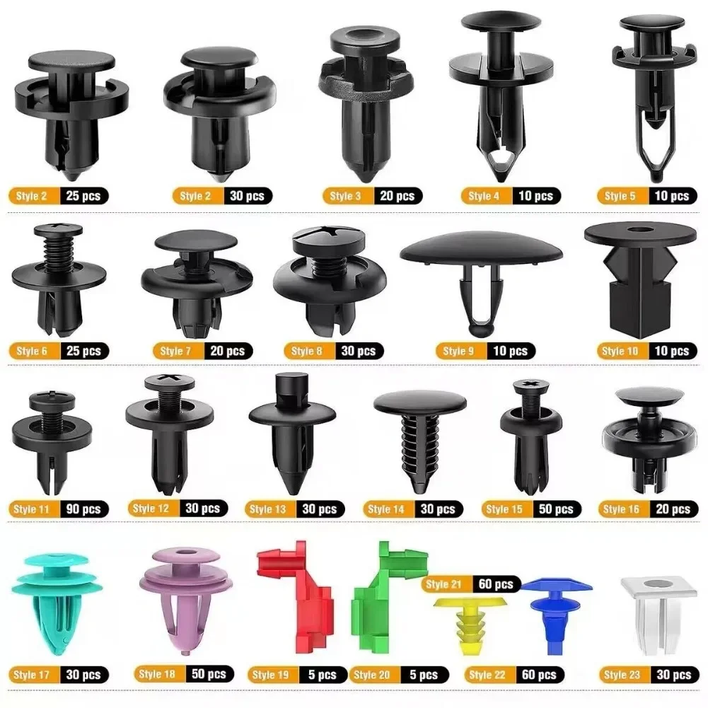 680 Stuks-100 Stuks Auto Bevestigingsclip Wit Voertuig Houder Bevestiger Bumper Clip Auto Spatbord Punter Klinknagel Deur Trim Houder