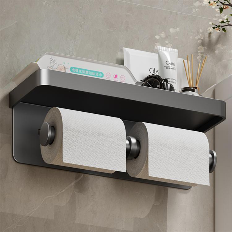 อลูมิเนียมผู้ถือกระดาษชําระห้องน้ํา Wall Mount WC กระดาษโทรศัพท์ผู้ถือชั้นวางผ้าเช็ดตัวม้วนชั้นวางอุปกรณ์เสริม