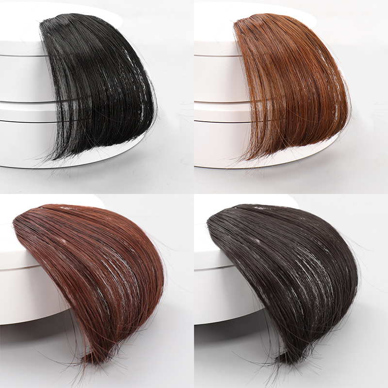 MANWEI วิกผมสังเคราะห์ Air Bangs ธรรมชาติสั้นสีน้ำตาลสีบลอนด์สีดำปลอมผมขยาย Fringe